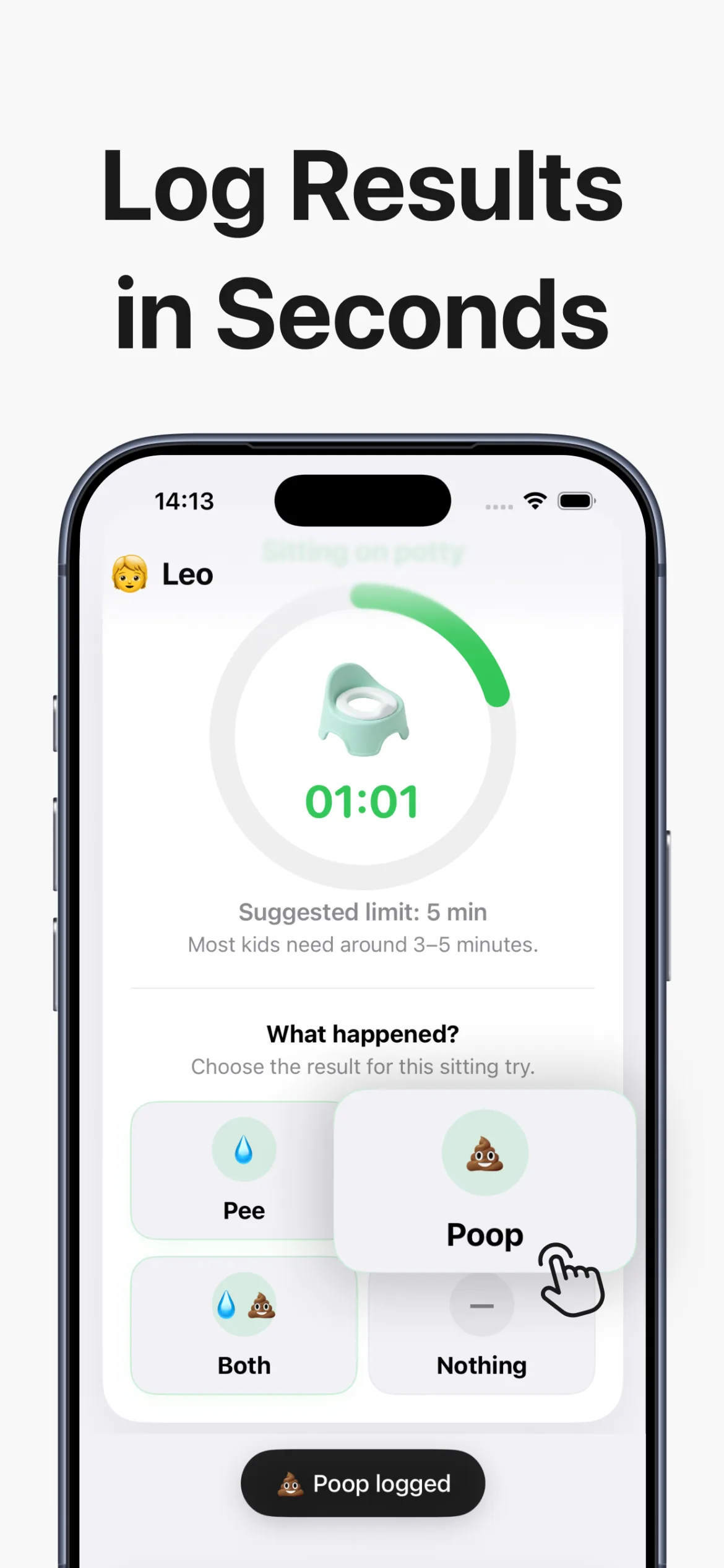 Sitting Timer and Result Selection Screen